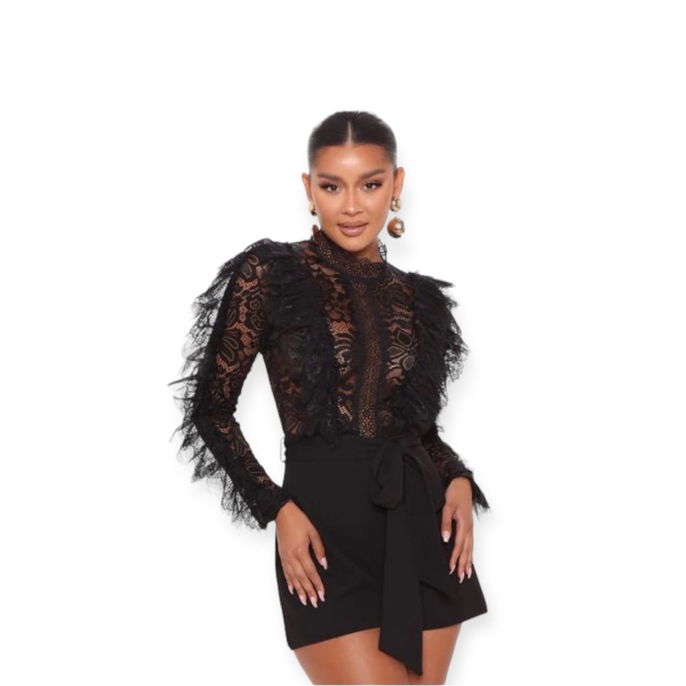 Fashion Nova Black Lace ‘In My Shadow’ Short Romper